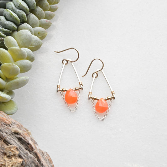 Hammered Hoops: Carnelian Earrings