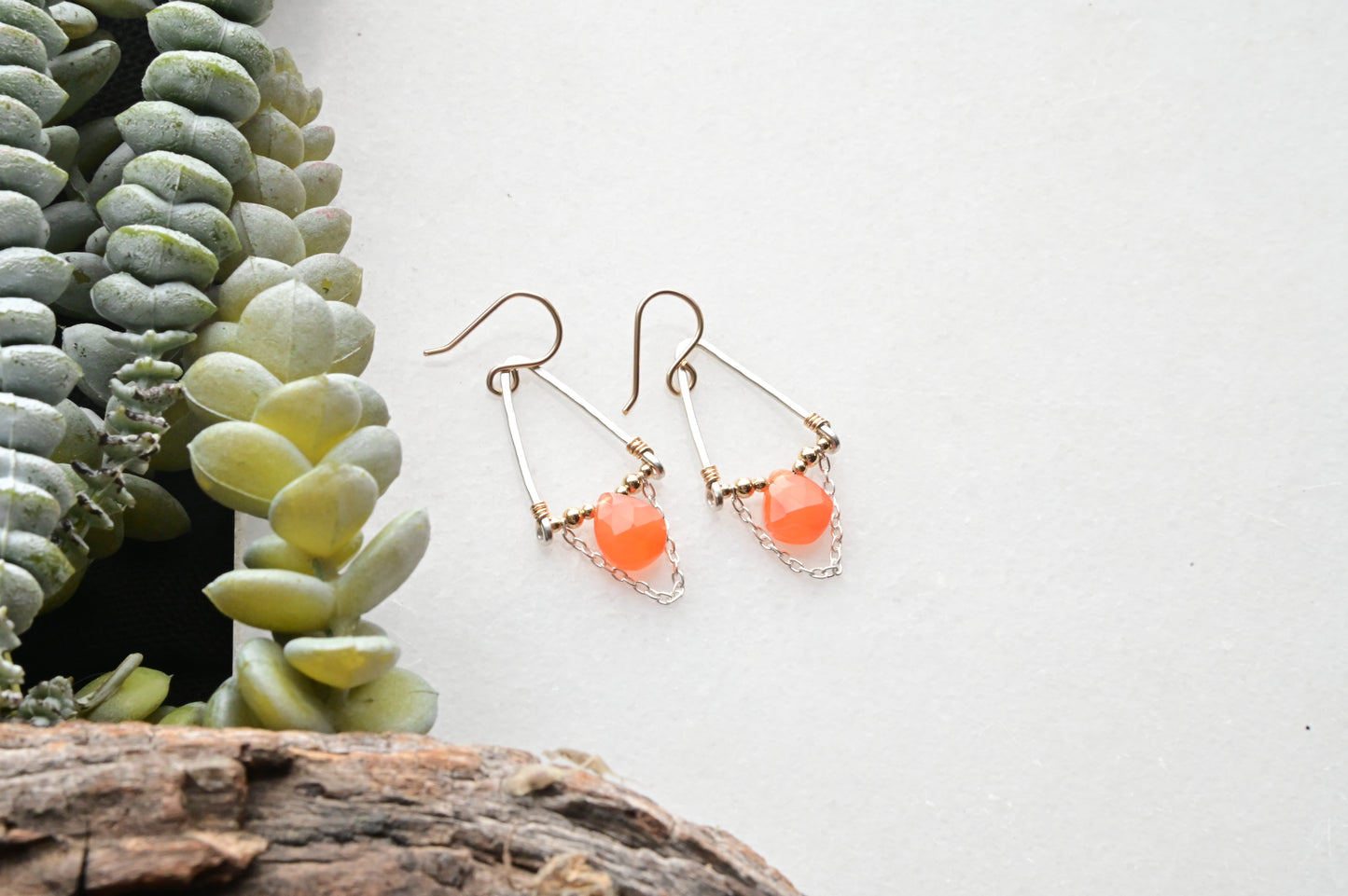 Hammered Hoops: Carnelian Earrings