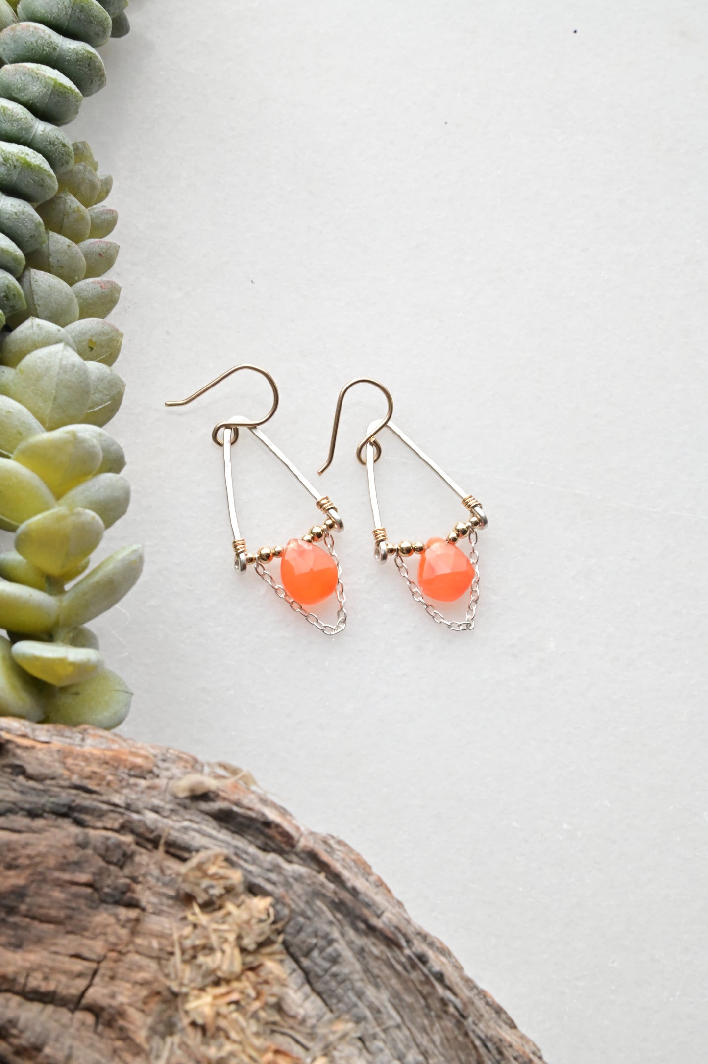 Hammered Hoops: Carnelian Earrings