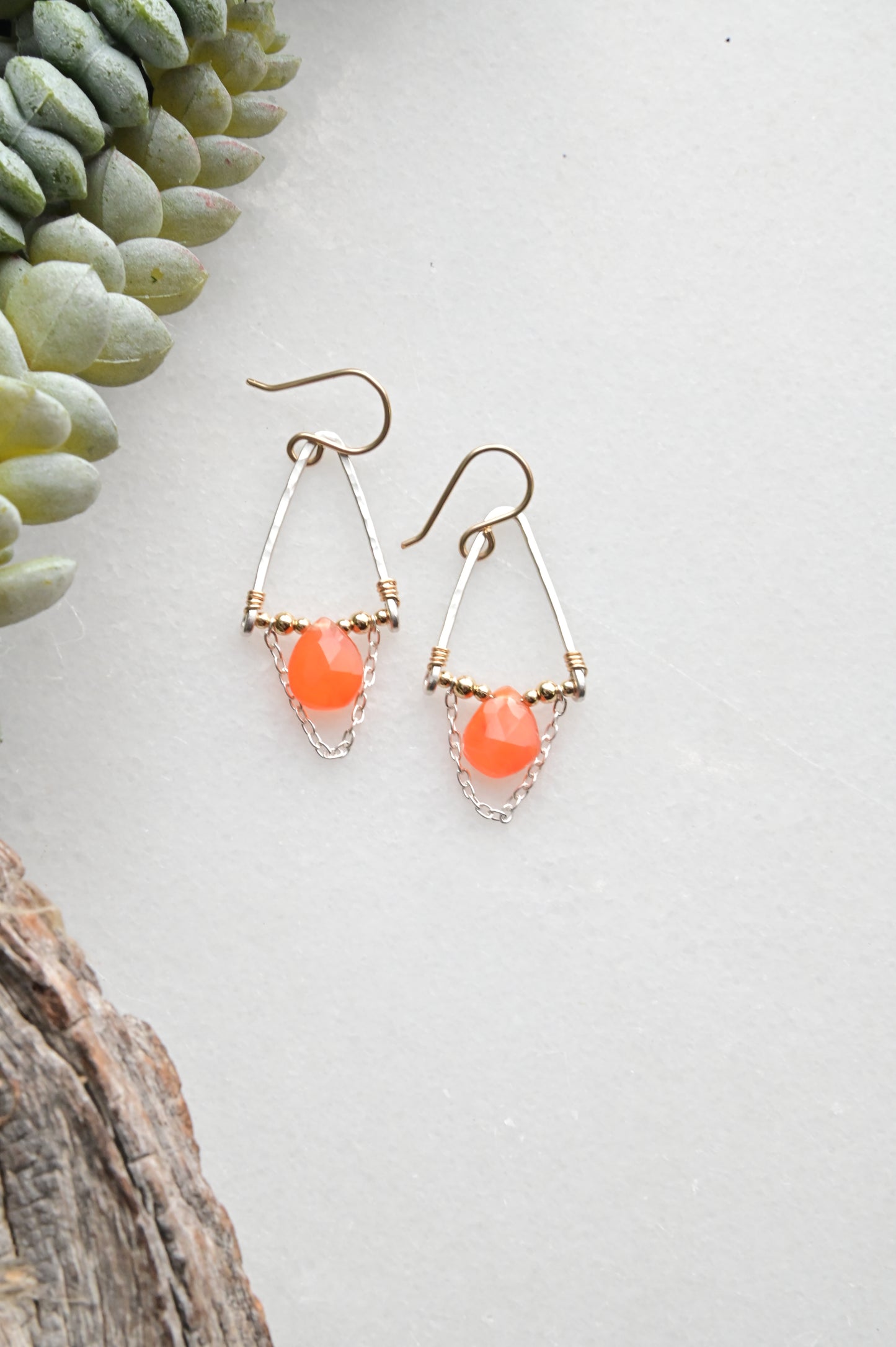 Hammered Hoops: Carnelian Earrings