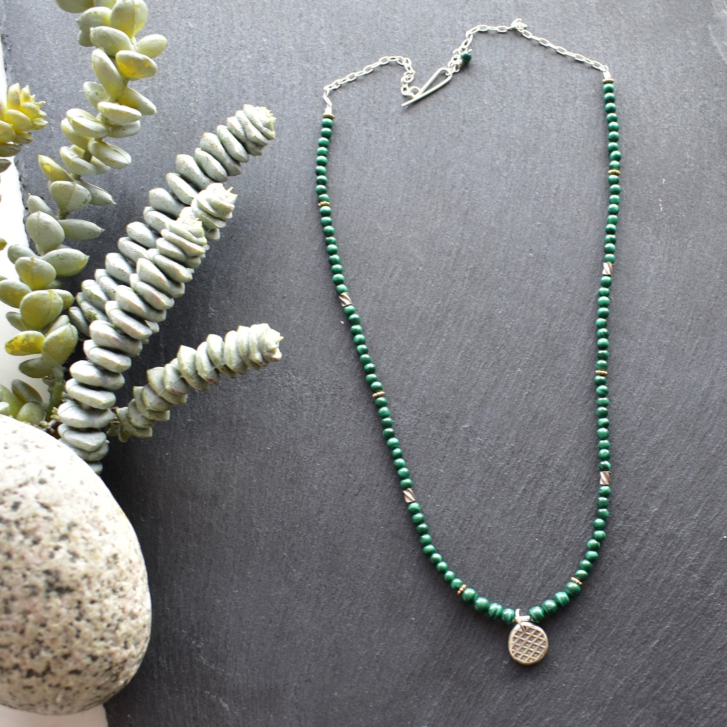 Silver Elements: Malachite or Turquoise Necklaces