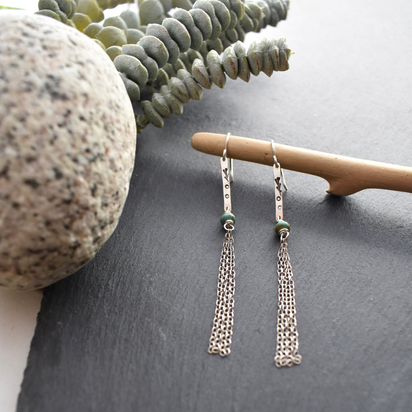 Sticks & Stones: Turquoise + Silver Earrings & Necklace