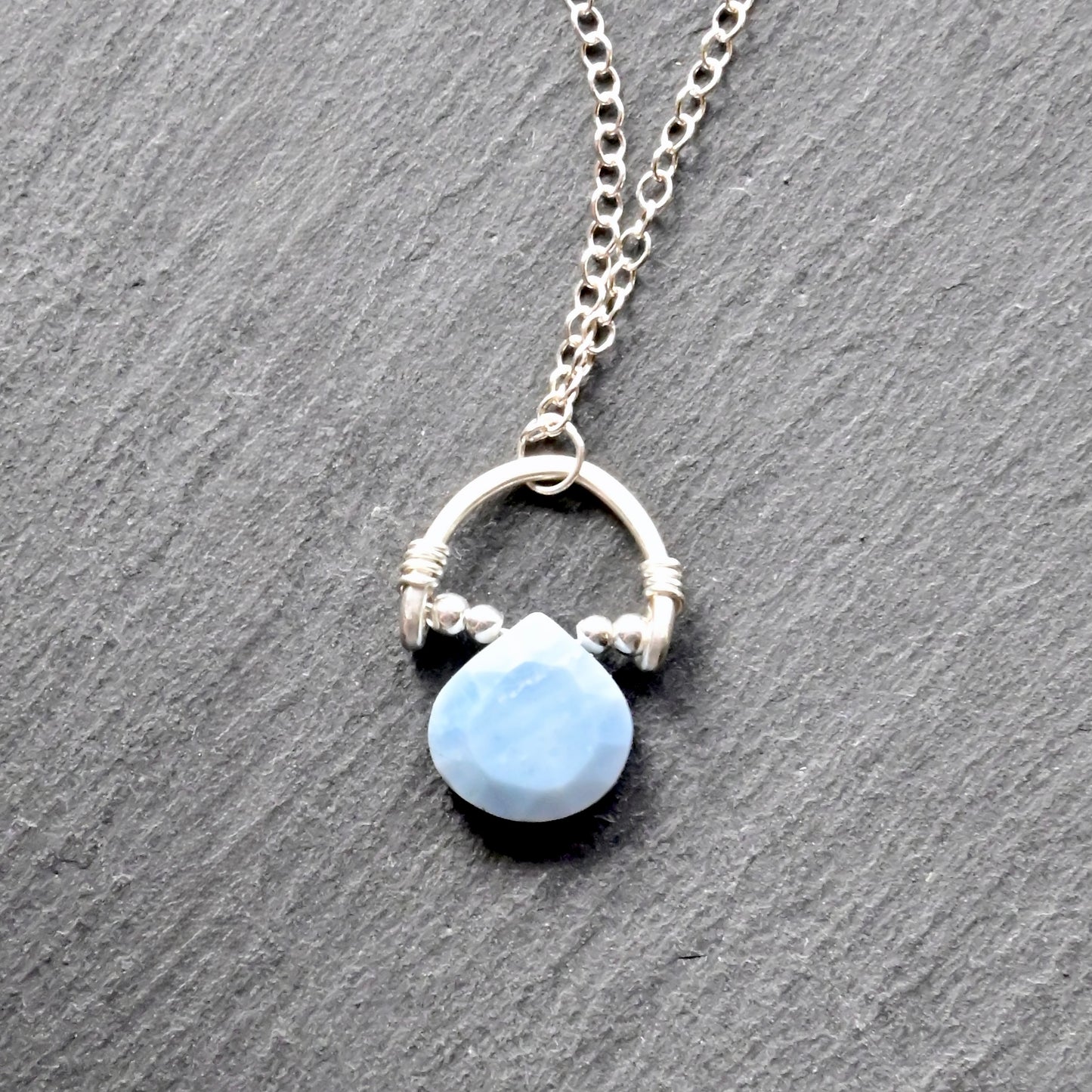 Hammered Hoops: Blue Opal + Silver Necklace
