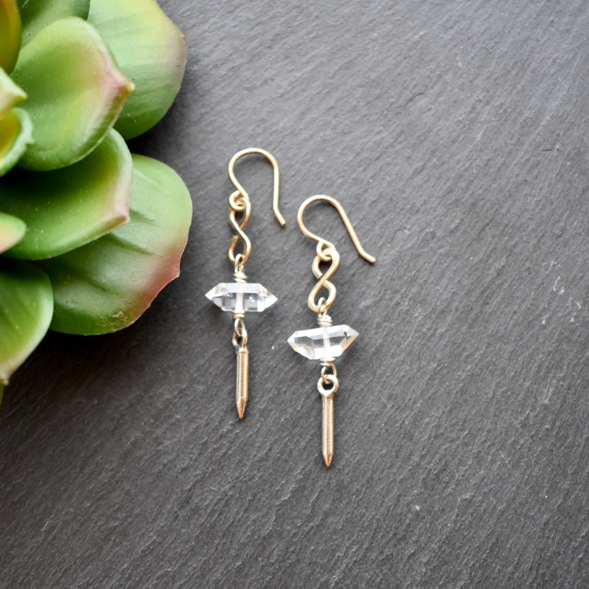 Gold Essentials: Herkimer Diamond + Mixed Metals Earrings