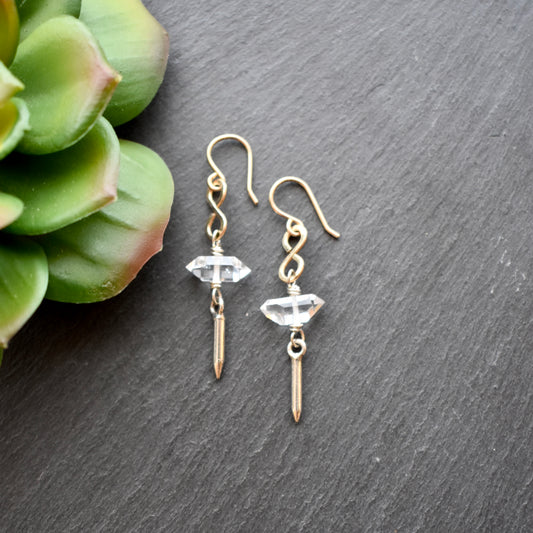 Gold Essentials: Herkimer Diamond + Mixed Metals Earrings