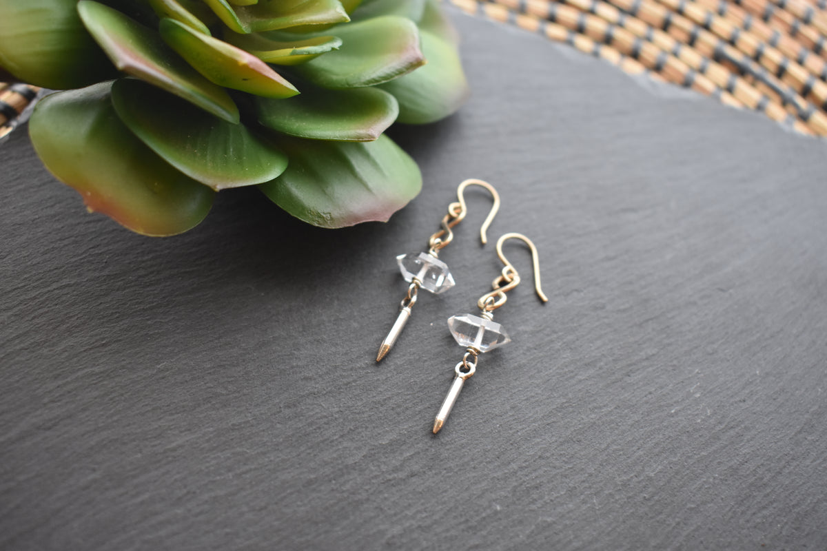 Gold Essentials: Herkimer Diamond + Mixed Metals Earrings