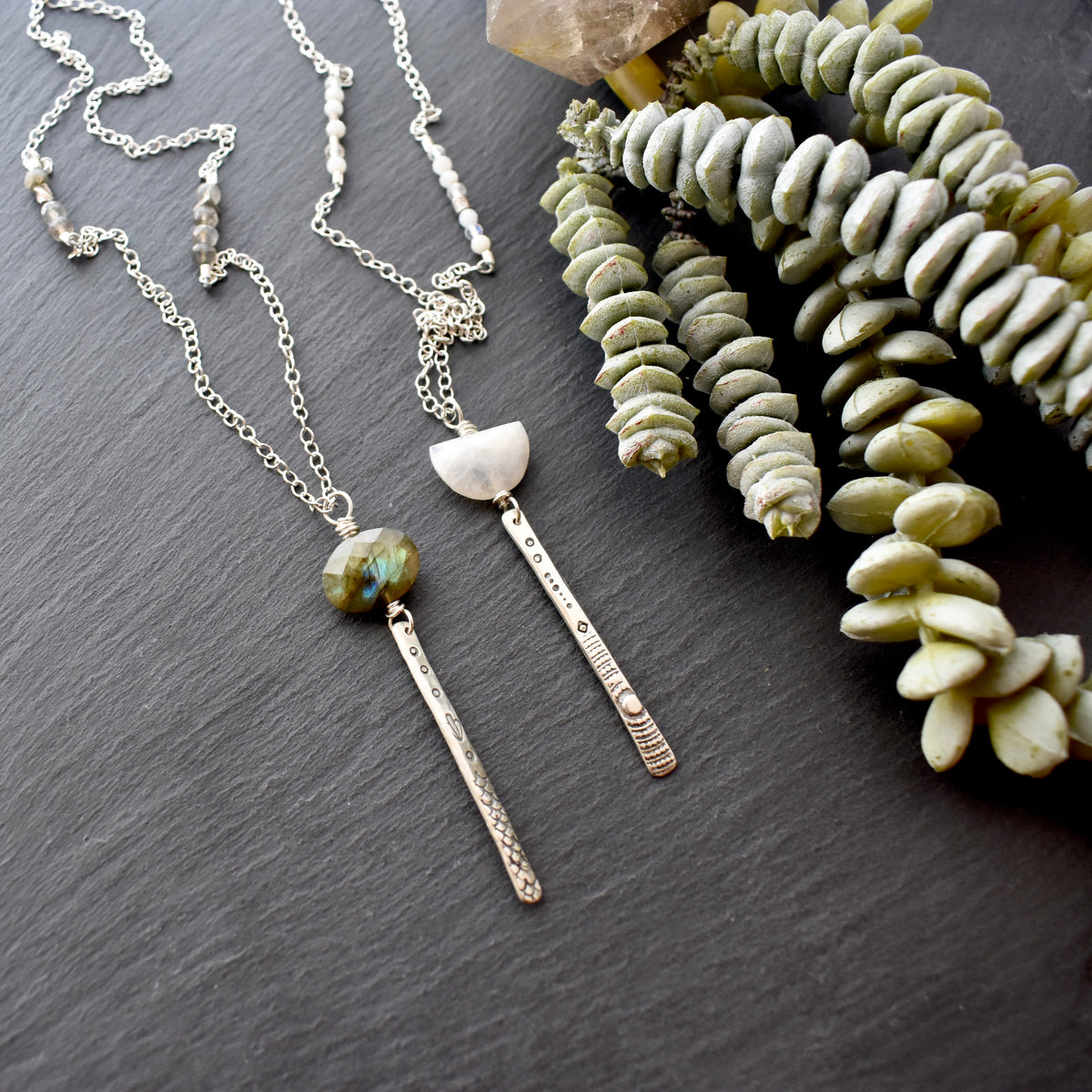 Sticks & Stones: Gemstone + Silver Necklaces