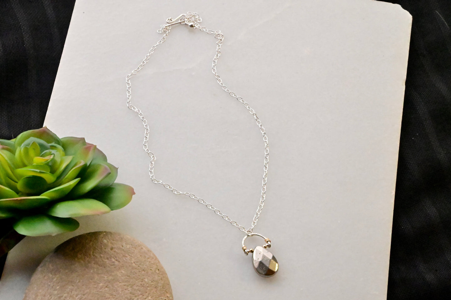 Hammered Hoops: Pyrite + Mixed Metals Necklace