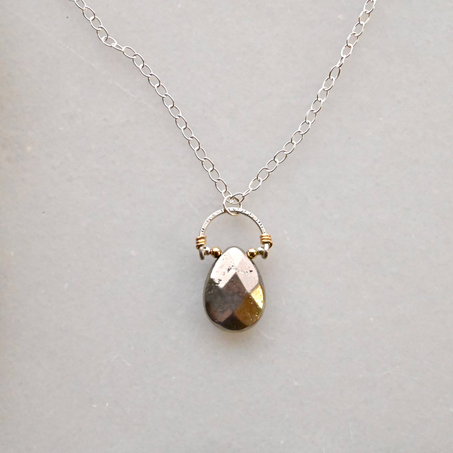 Hammered Hoops: Pyrite + Mixed Metals Necklace