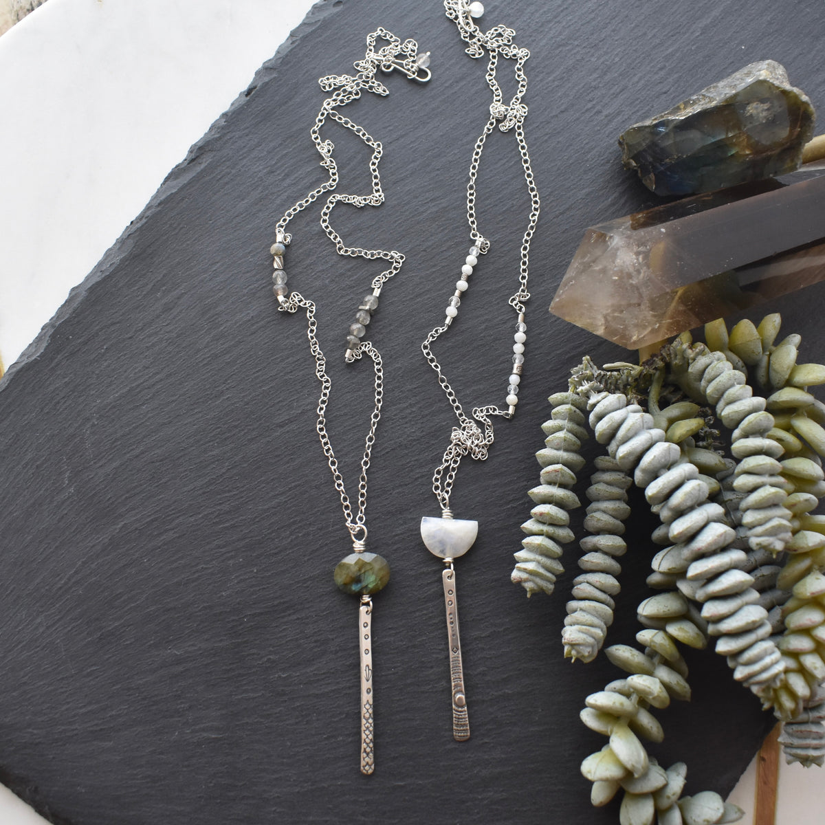 Sticks & Stones: Gemstone + Silver Necklaces