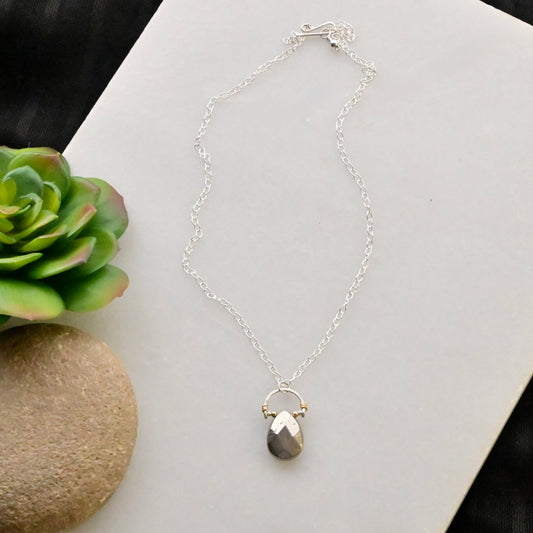 Hammered Hoops: Pyrite + Mixed Metals Necklace