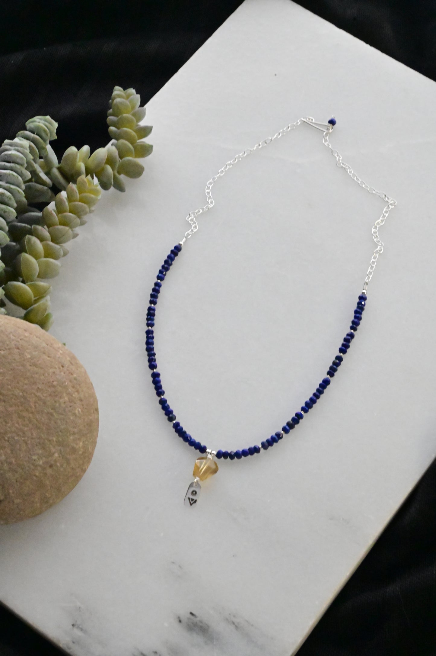 Silver Elements: Citrine + Lapis Lazuli Necklace