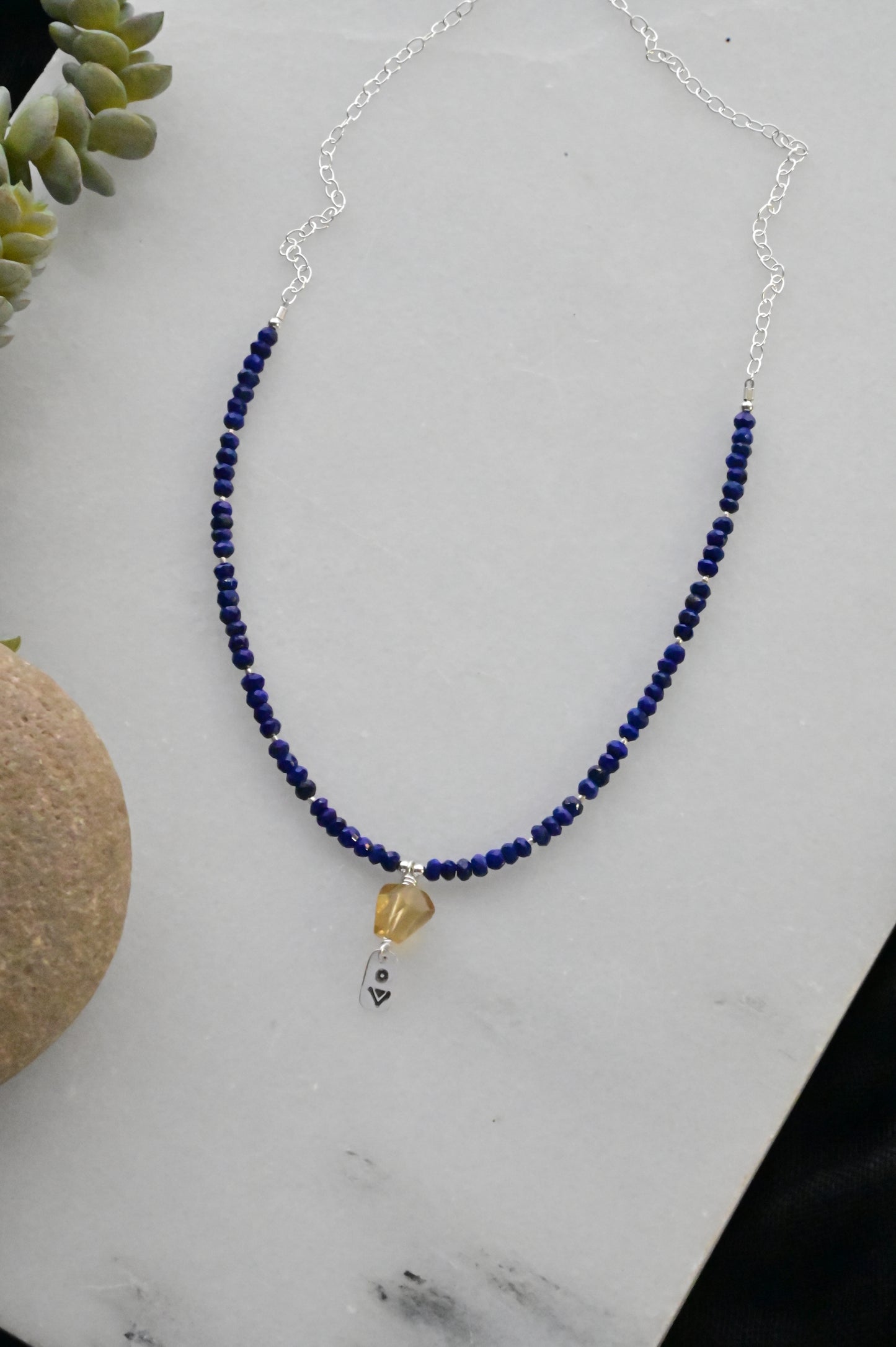 Silver Elements: Citrine + Lapis Lazuli Necklace