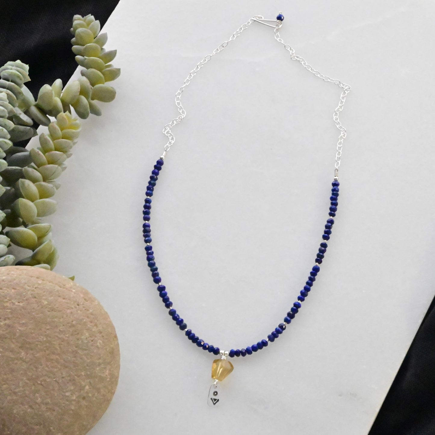 Silver Elements: Citrine + Lapis Lazuli Necklace