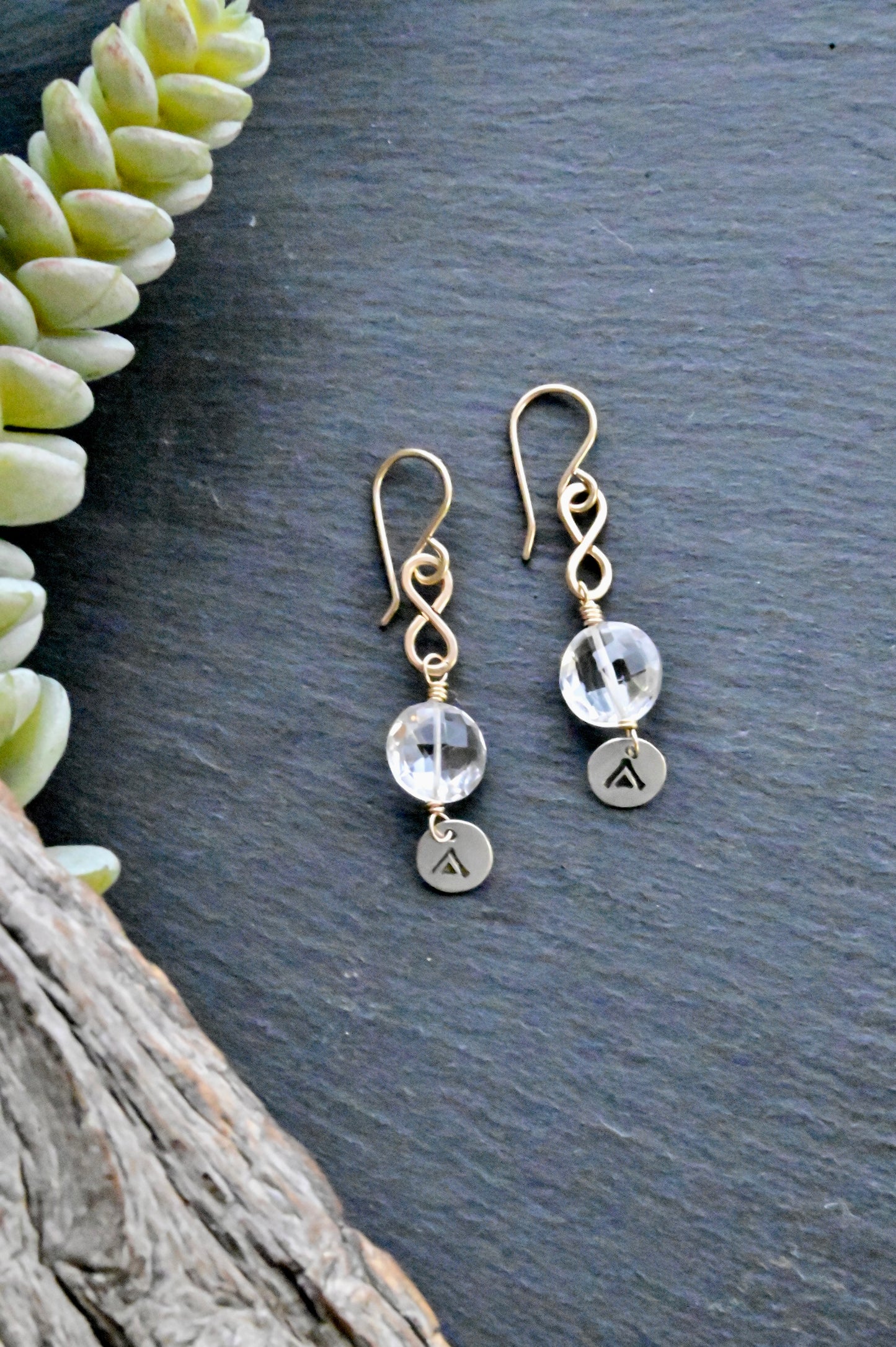 Silver Elements: Quartz Crystal + Mixed Metals Earrings