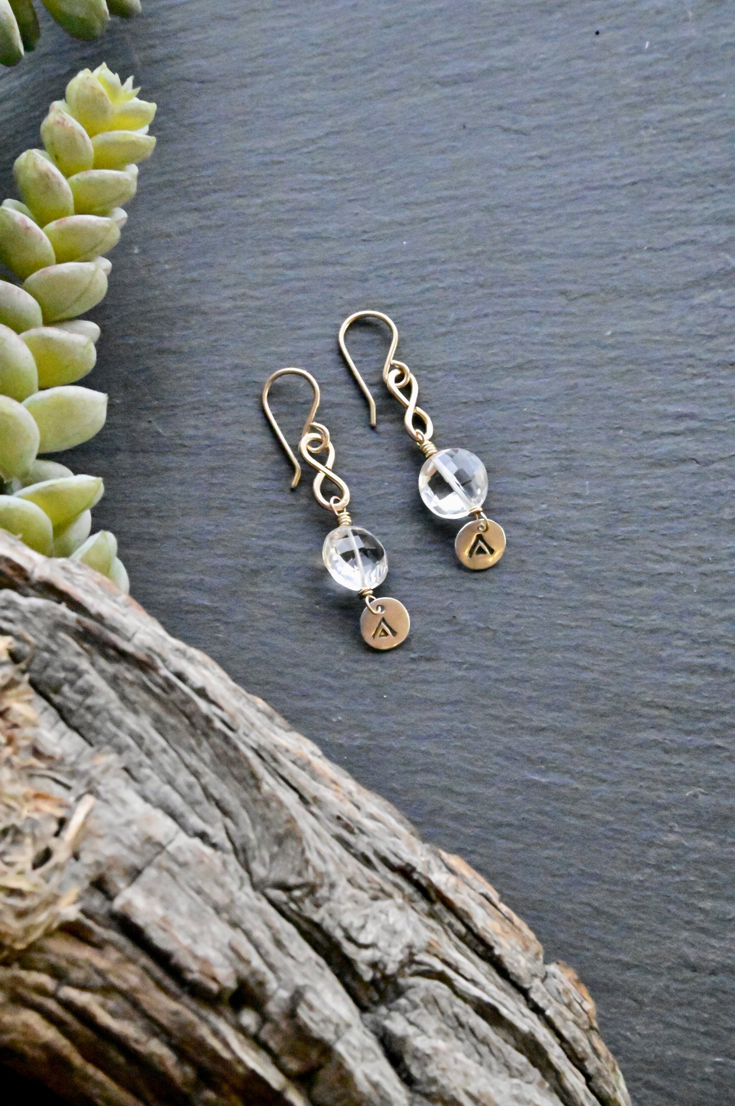 Silver Elements: Quartz Crystal + Mixed Metals Earrings