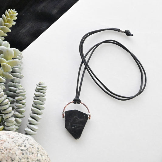 Hammered Hoops: Black Tourmaline + Mixed Metal