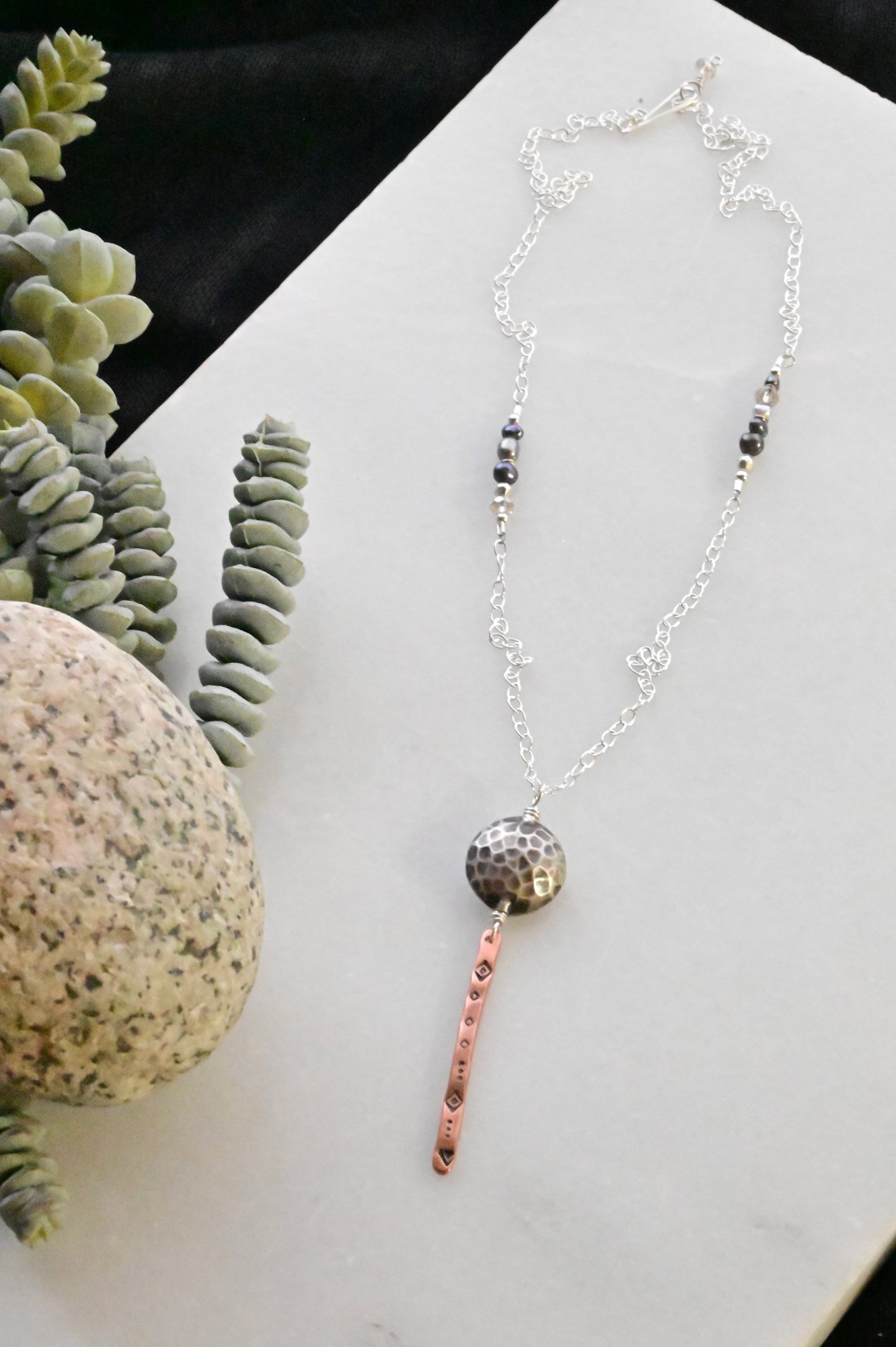 Sticks & Stones: Silver + Copper Necklaces