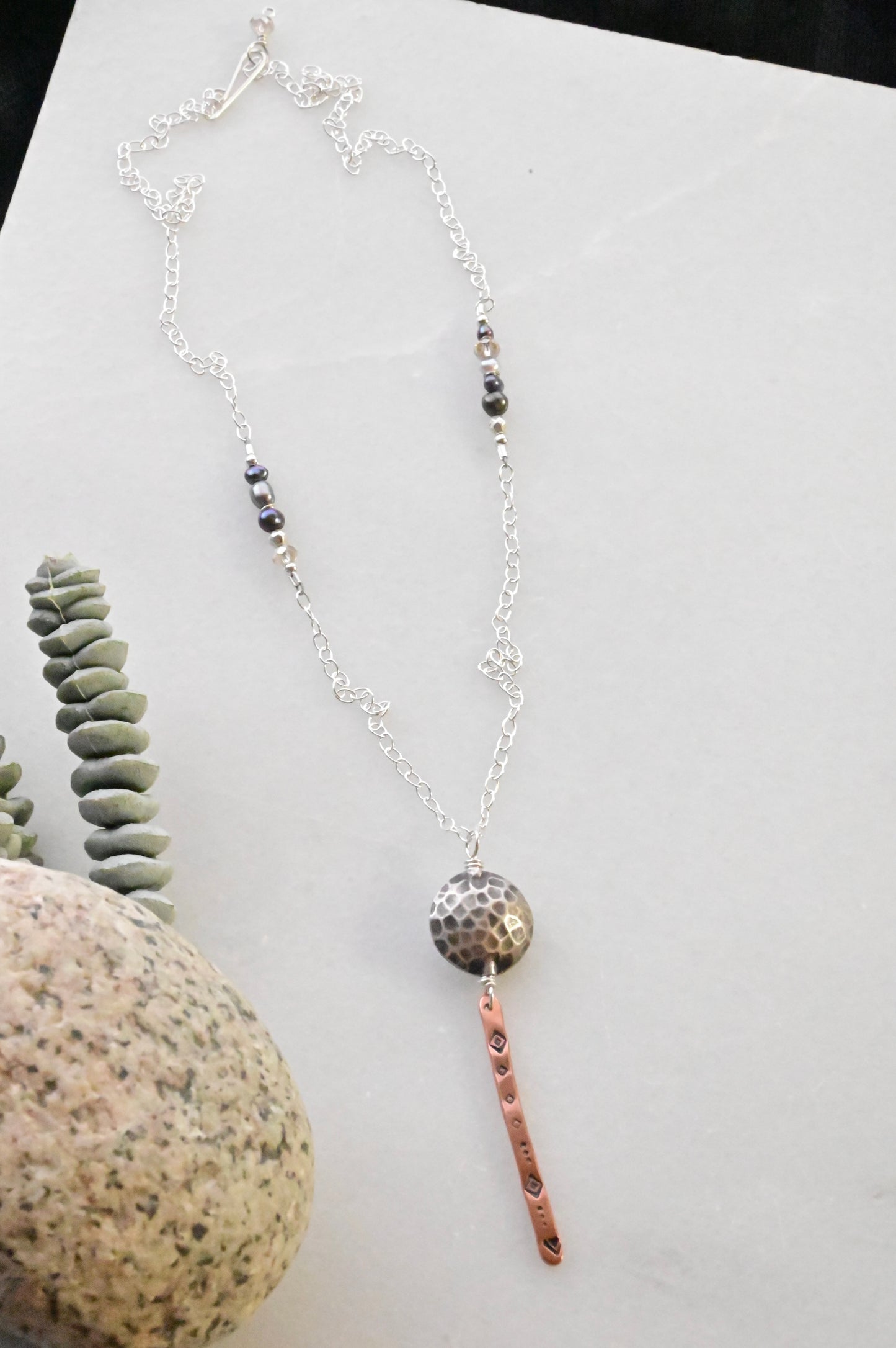 Sticks & Stones: Silver + Copper Necklaces