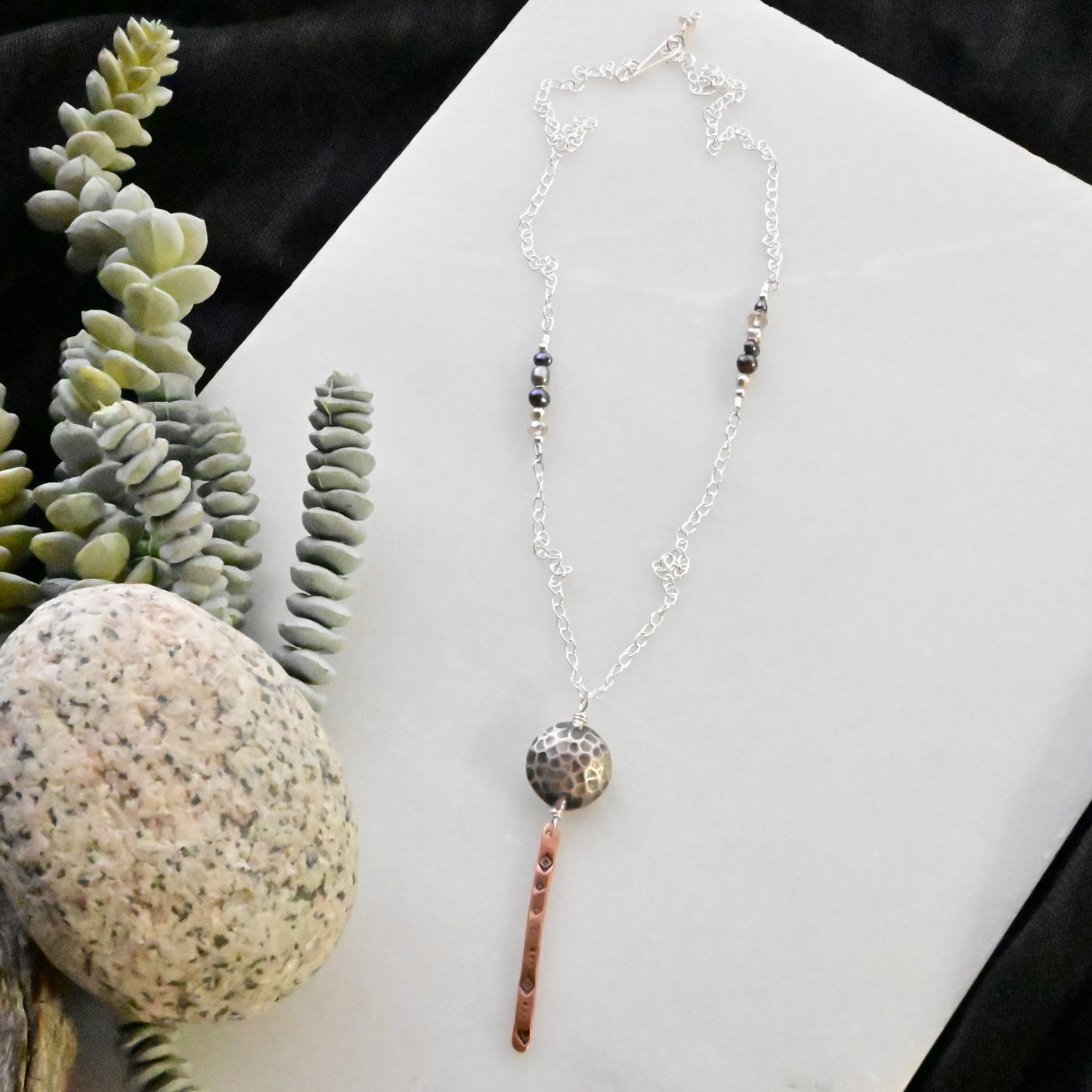 Sticks & Stones: Silver + Copper Necklaces