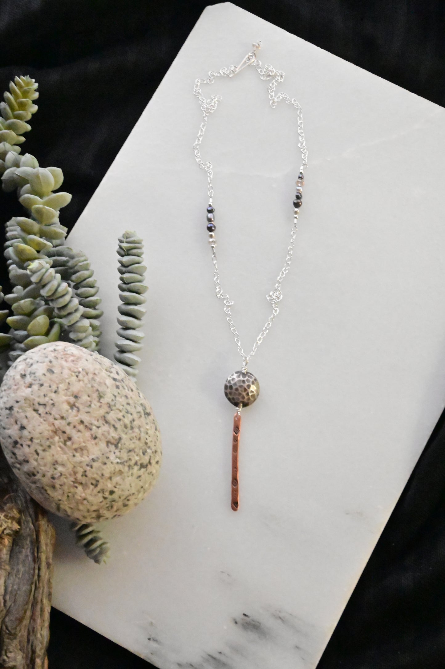 Sticks & Stones: Silver + Copper Necklaces
