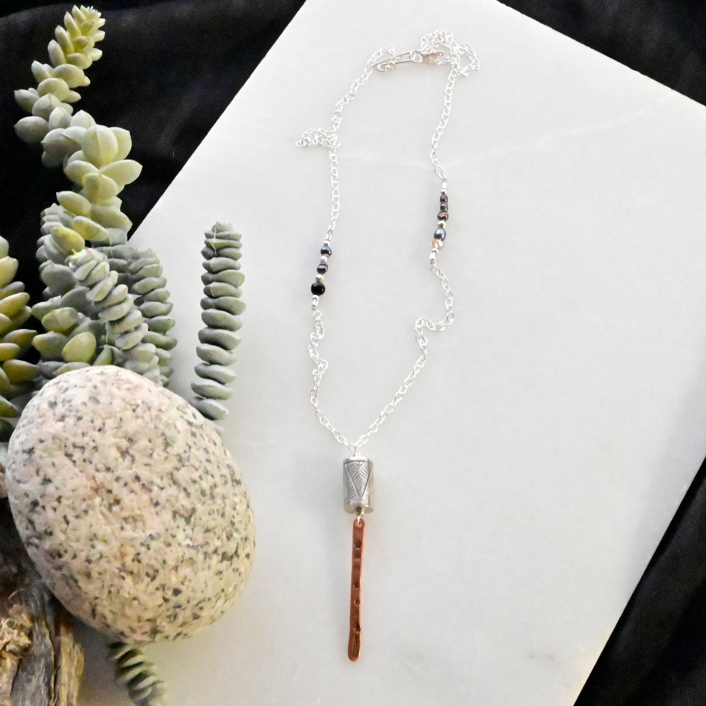 Sticks & Stones: Silver + Copper Necklaces