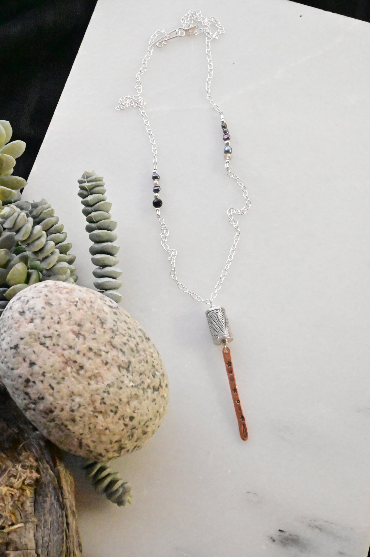 Sticks & Stones: Silver + Copper Necklaces