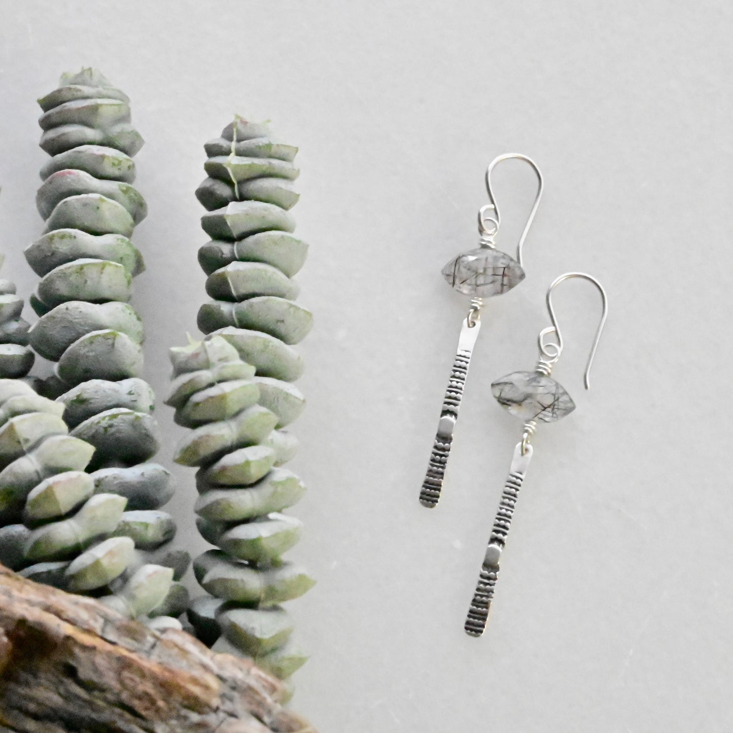 Sticks & Stones: Tourmaline Quartz + Silver Earrings