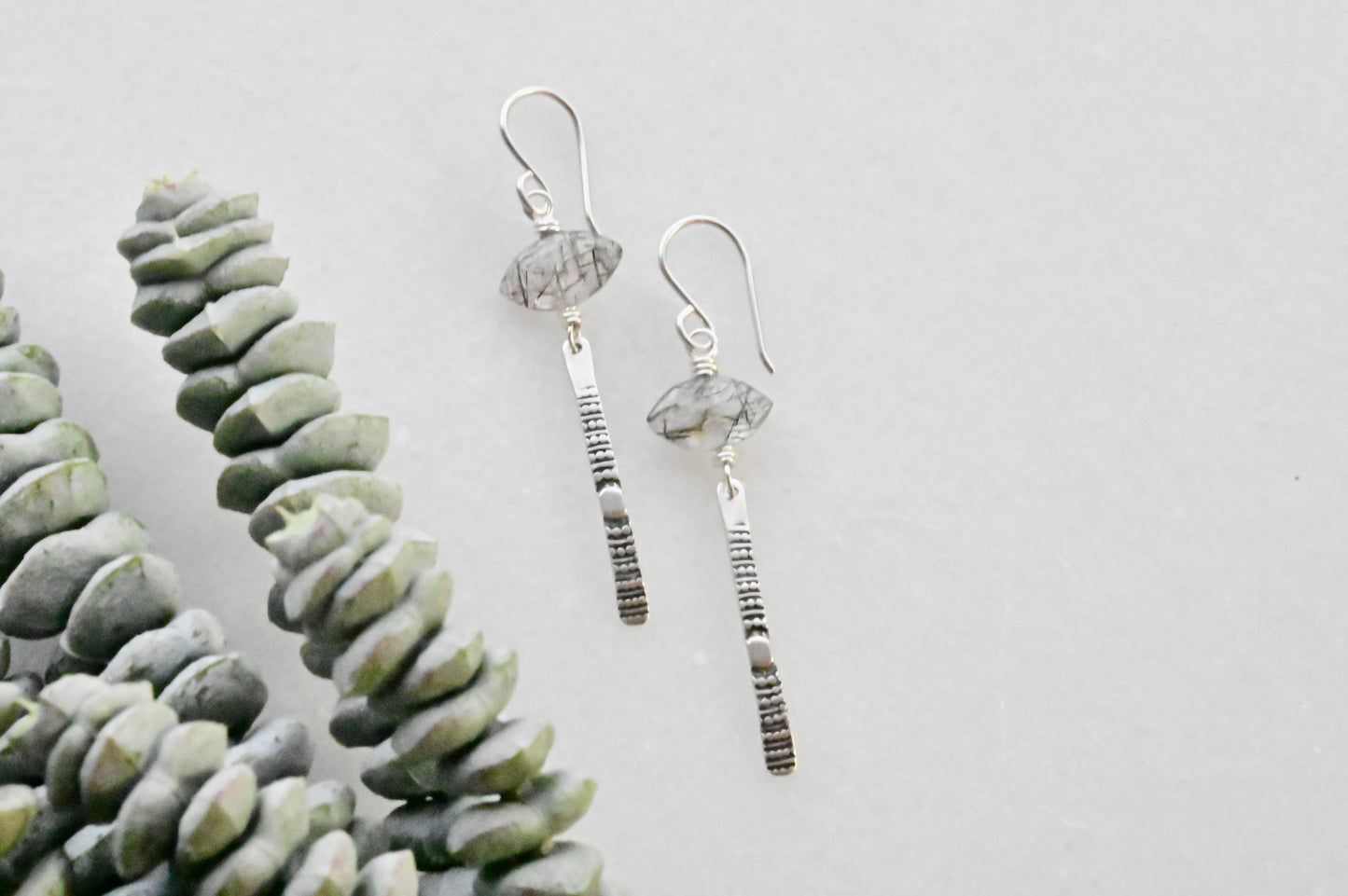 Sticks & Stones: Tourmaline Quartz + Silver Earrings