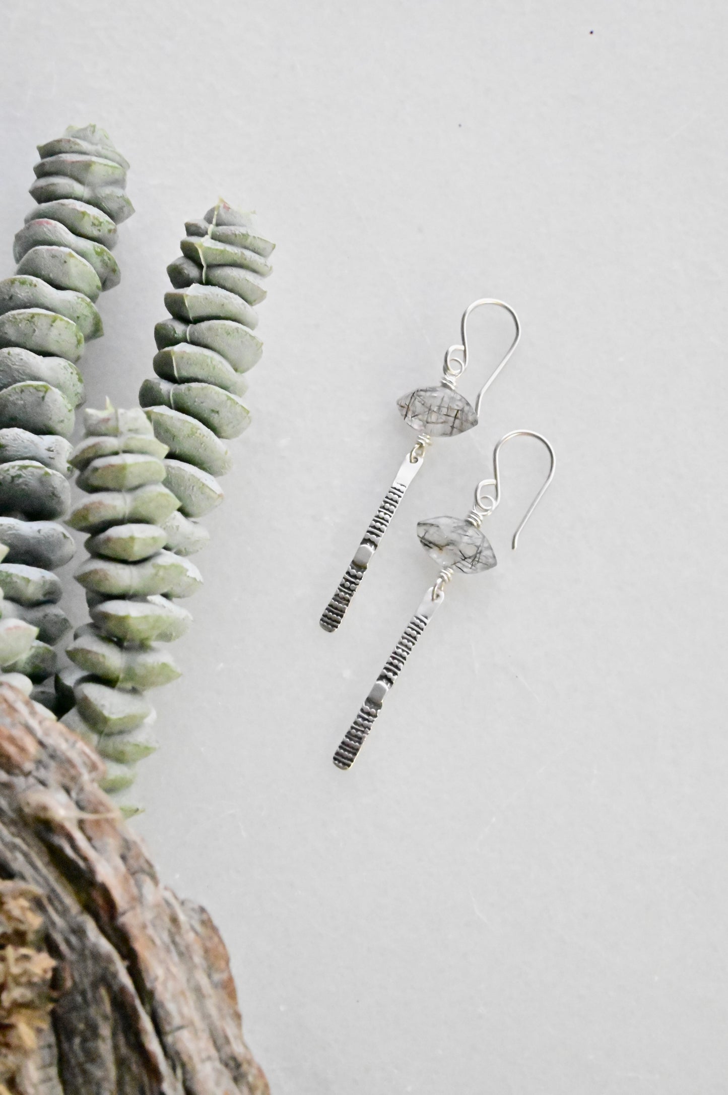 Sticks & Stones: Tourmaline Quartz + Silver Earrings