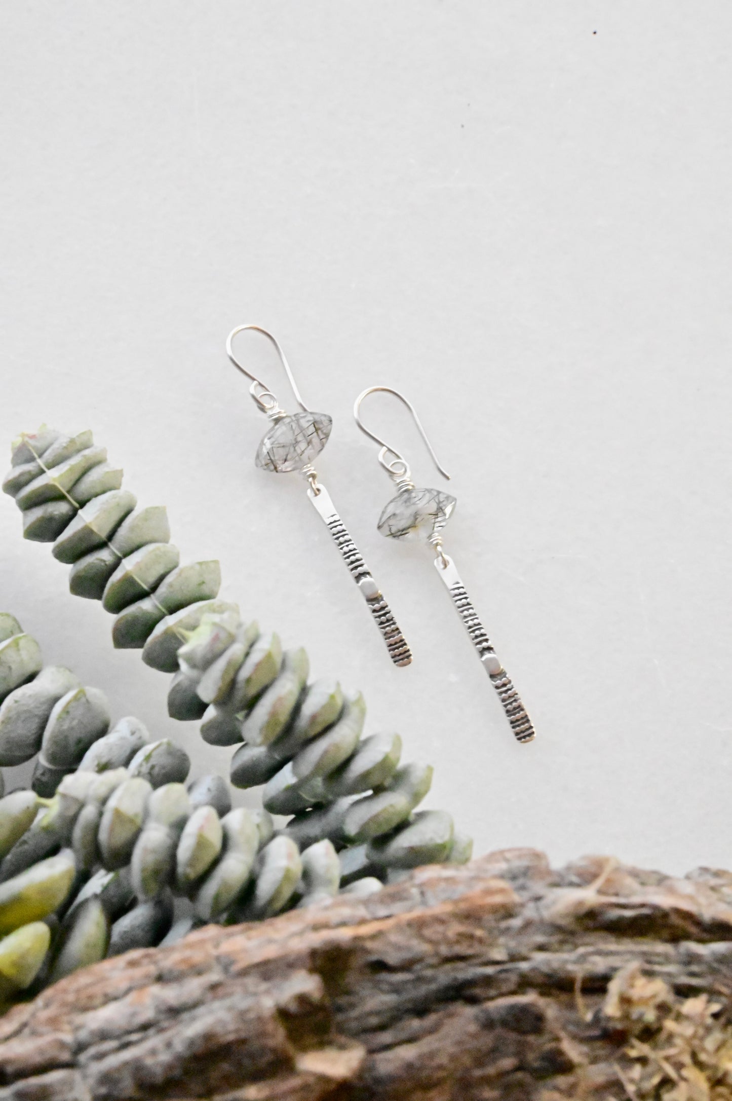 Sticks & Stones: Tourmaline Quartz + Silver Earrings