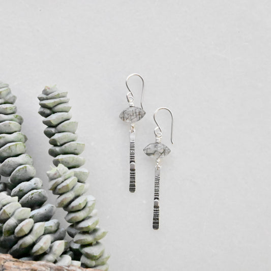 Sticks & Stones: Tourmaline Quartz + Silver Earrings