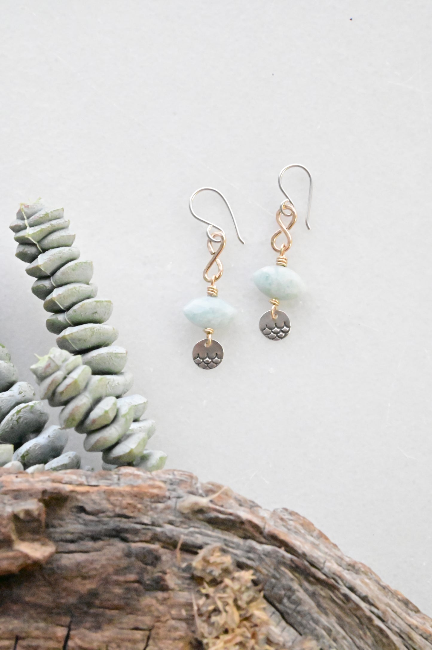 Silver Elements: Aquamarine + Mixed Metals Earrings