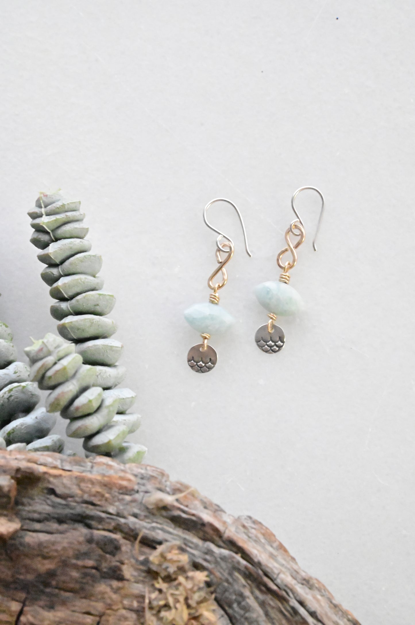 Silver Elements: Aquamarine + Mixed Metals Earrings