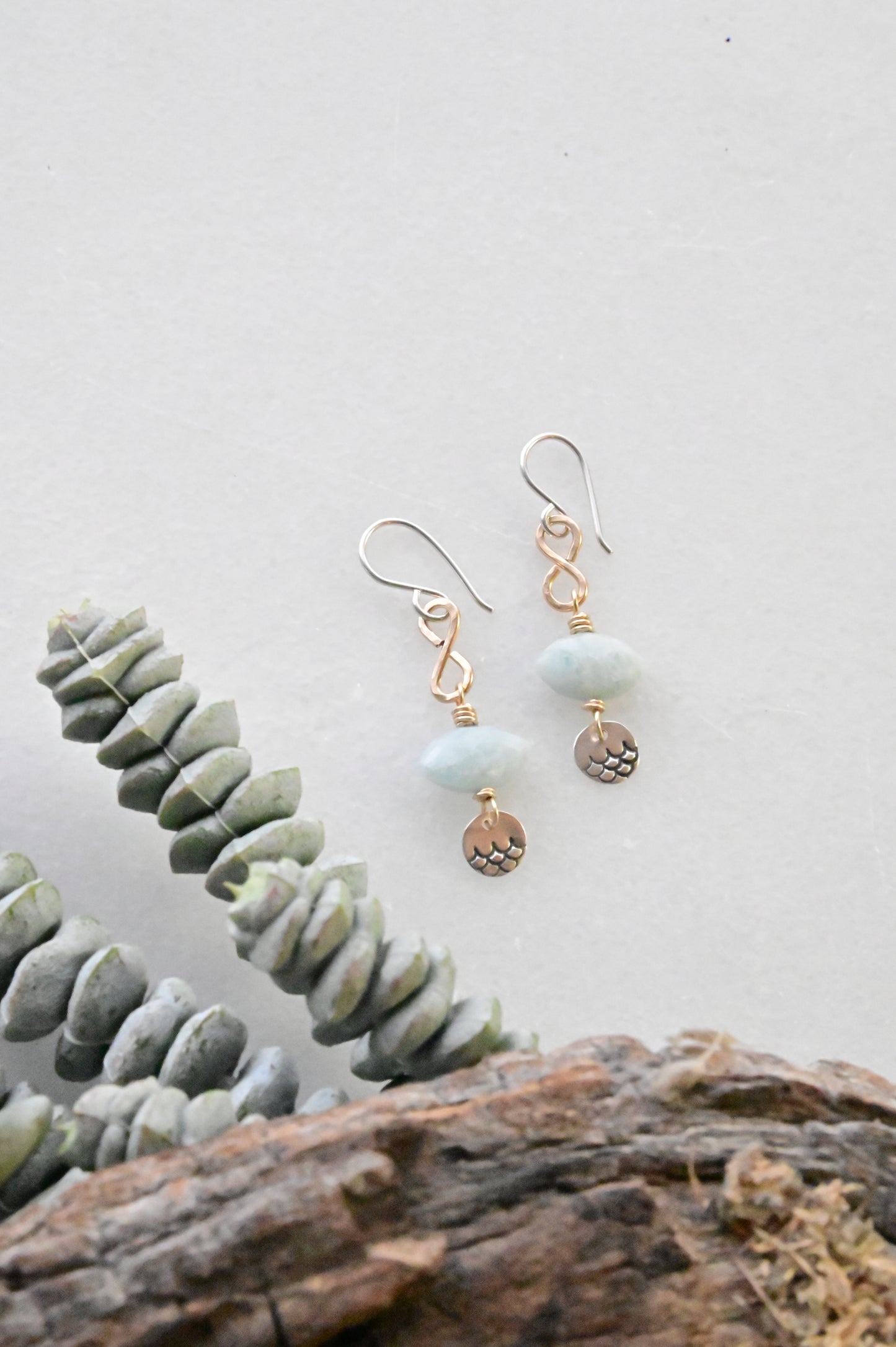 Silver Elements: Aquamarine + Mixed Metals Earrings