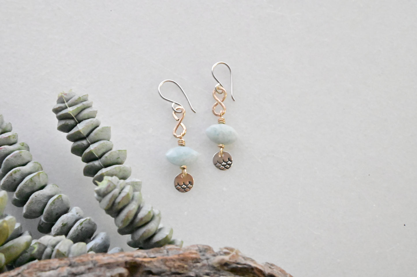 Silver Elements: Aquamarine + Mixed Metals Earrings