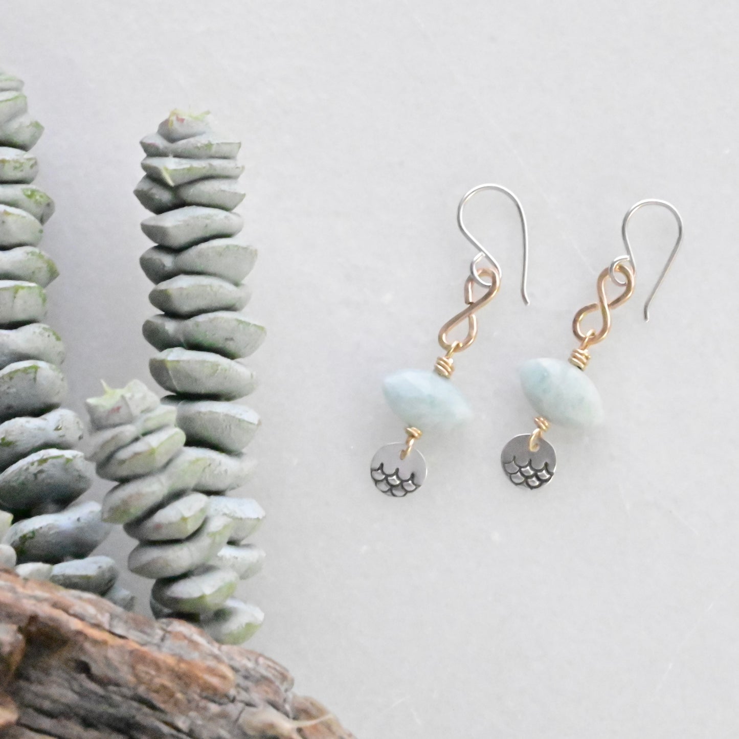 Silver Elements: Aquamarine + Mixed Metals Earrings