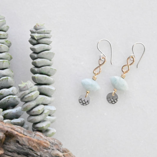 Silver Elements: Aquamarine + Mixed Metals Earrings
