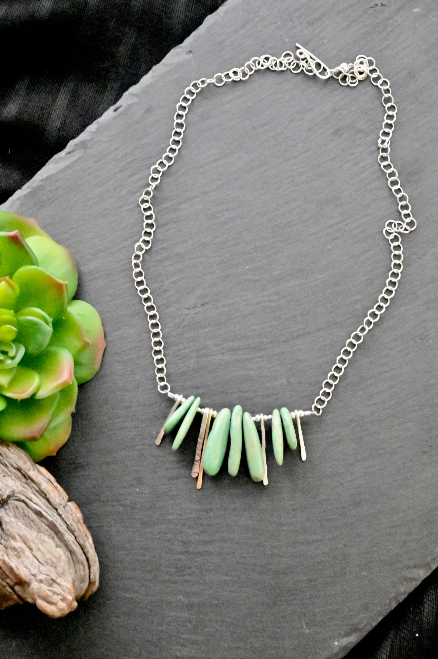 Sticks & Stones: Turquoise + Silver Necklace