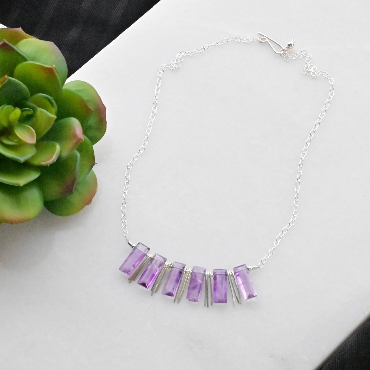 Sticks & Stones: Amethyst + Silver Necklace