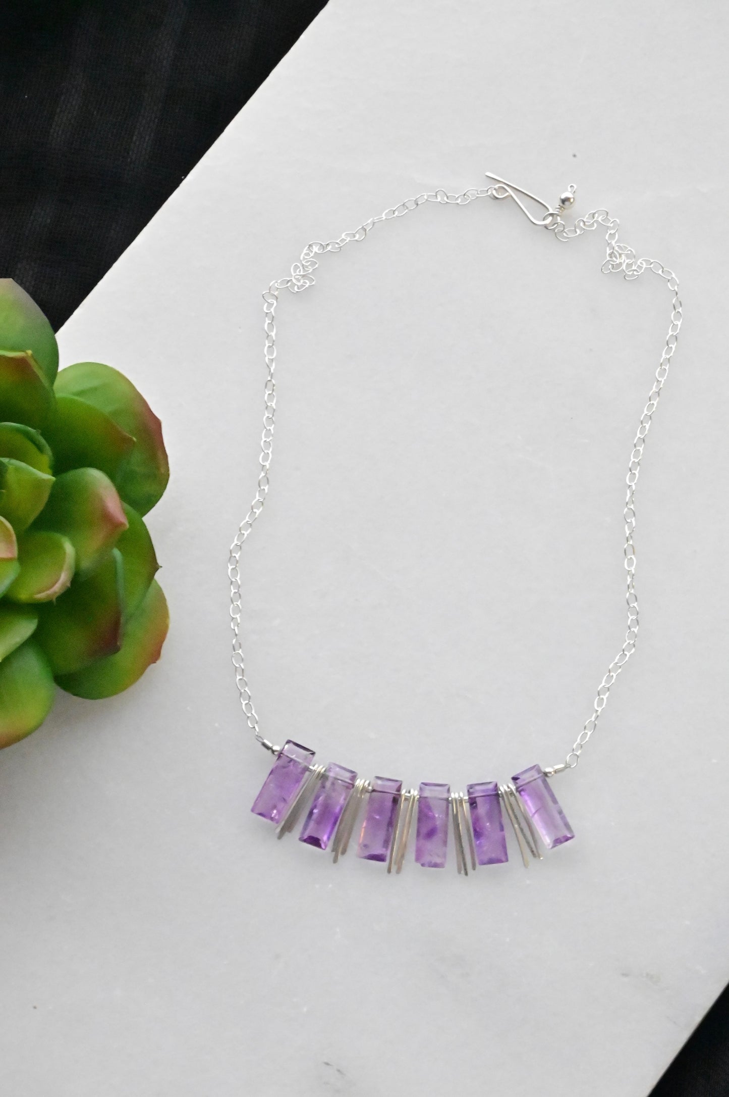 Sticks & Stones: Amethyst + Silver Necklace