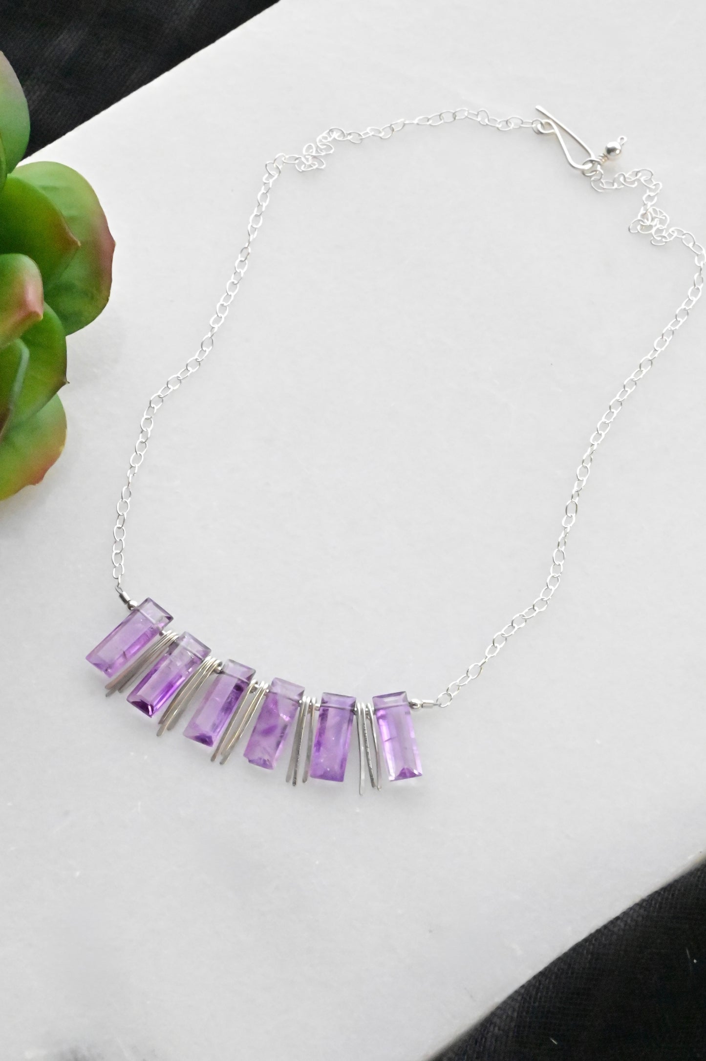 Sticks & Stones: Amethyst + Silver Necklace