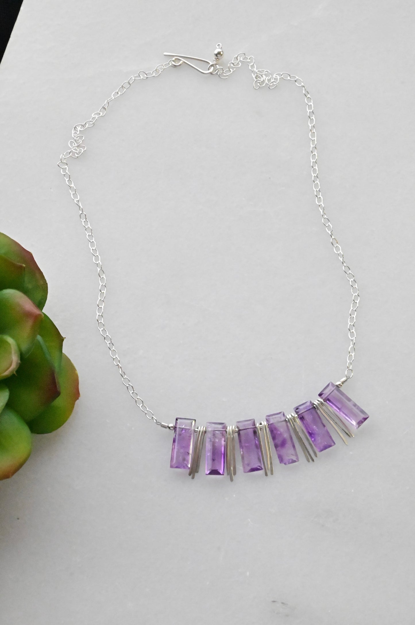Sticks & Stones: Amethyst + Silver Necklace