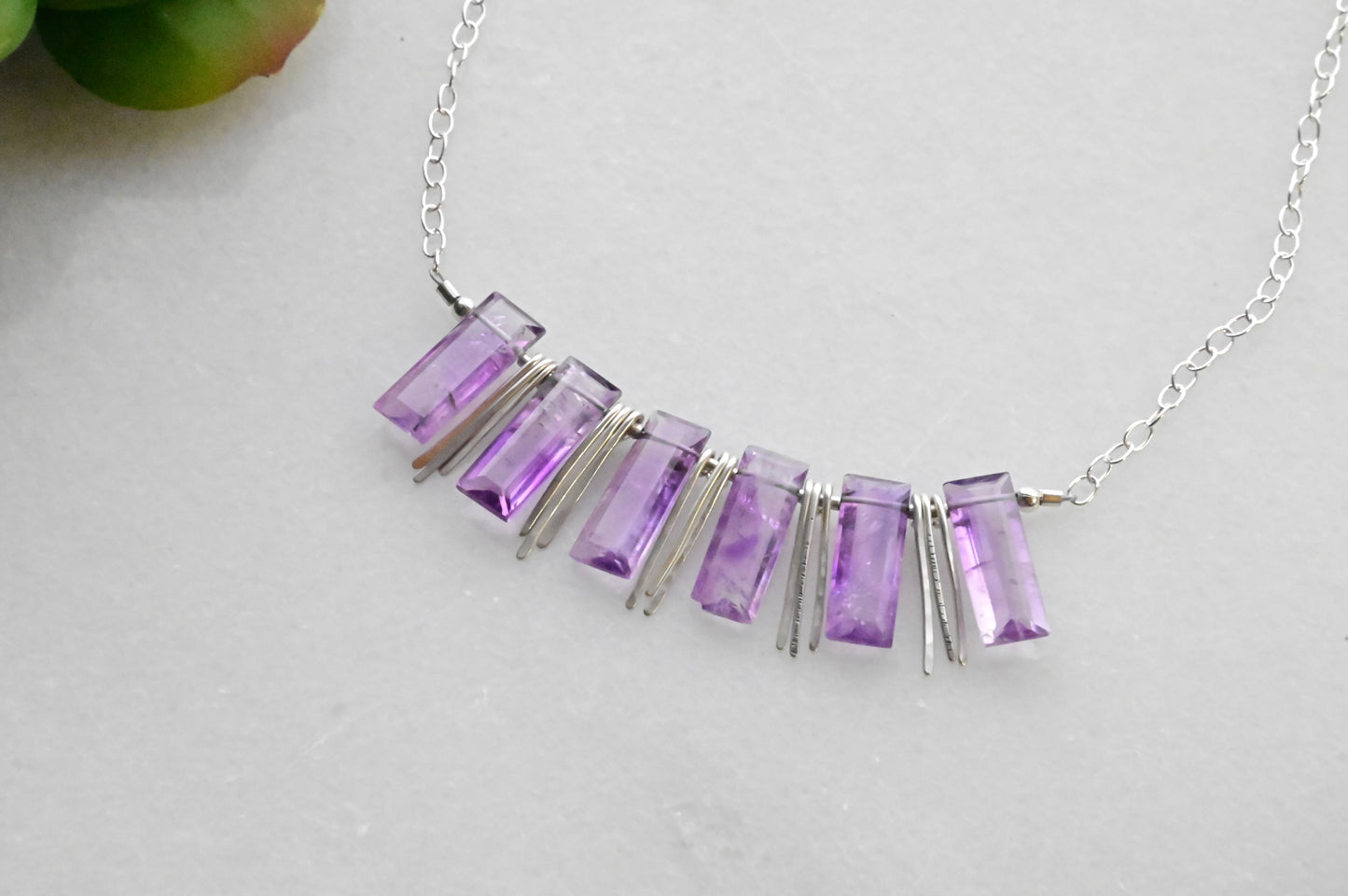 Sticks & Stones: Amethyst + Silver Necklace