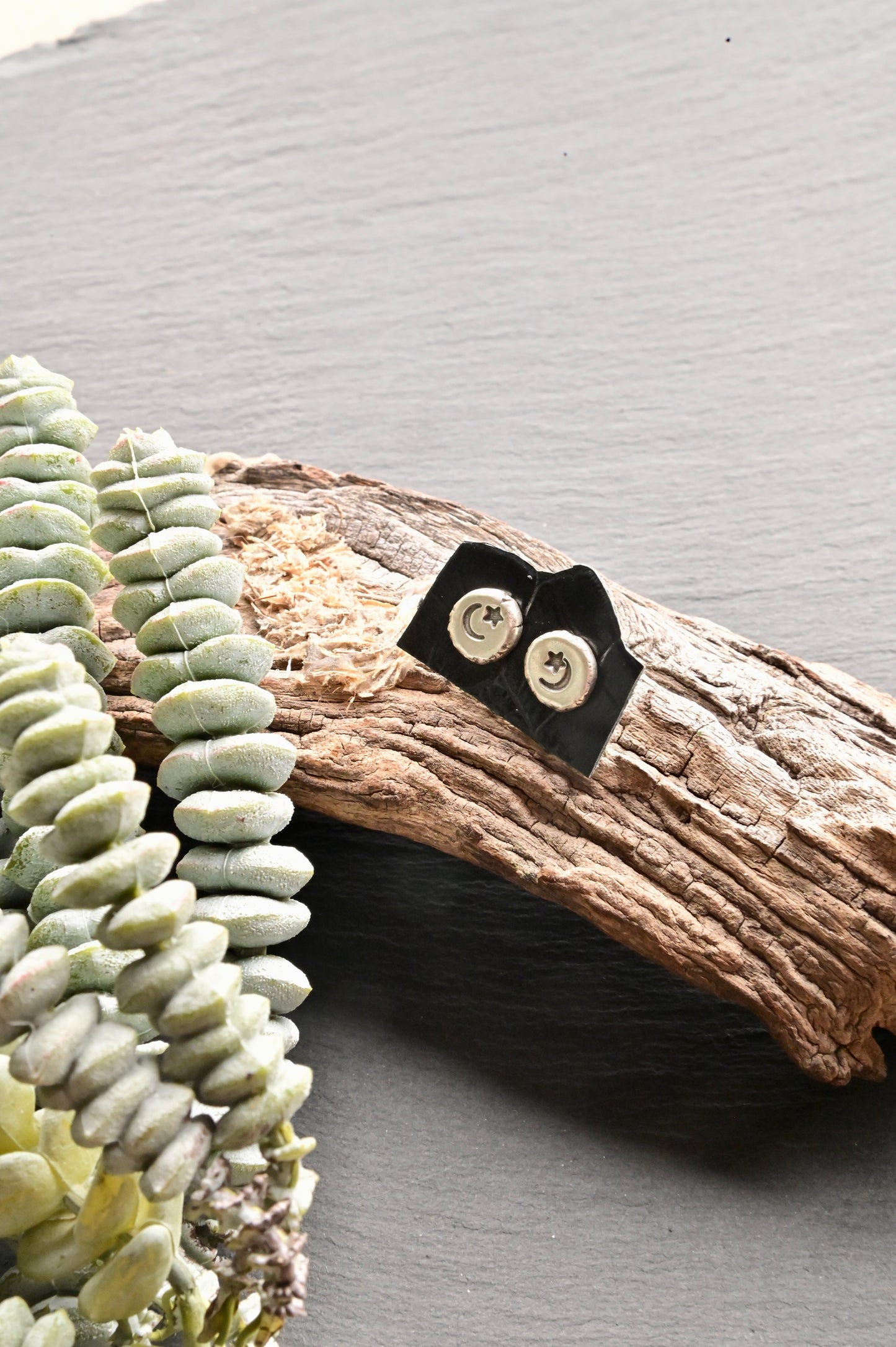 Silver Elements: Moon + Star Stud Earrings