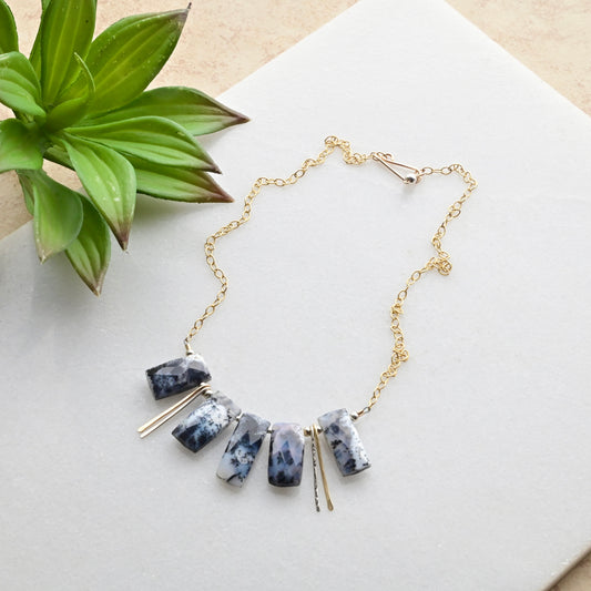 Sticks & Stones: Dendrite Opal + Mixed Metals Necklace