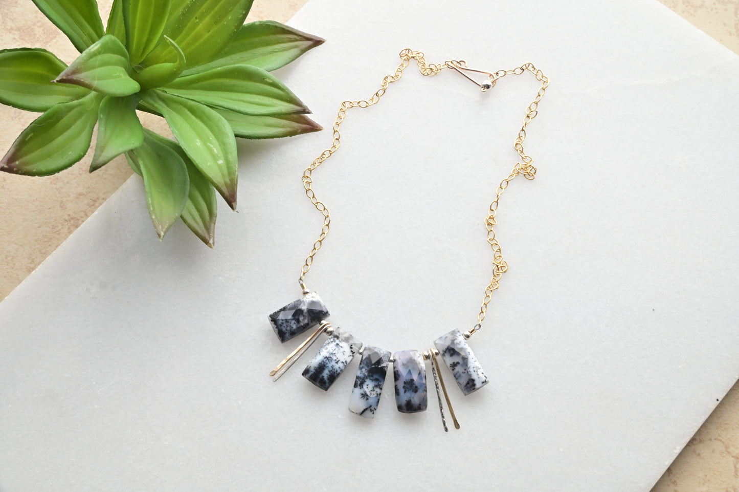 Sticks & Stones: Dendrite Opal + Mixed Metals Necklace