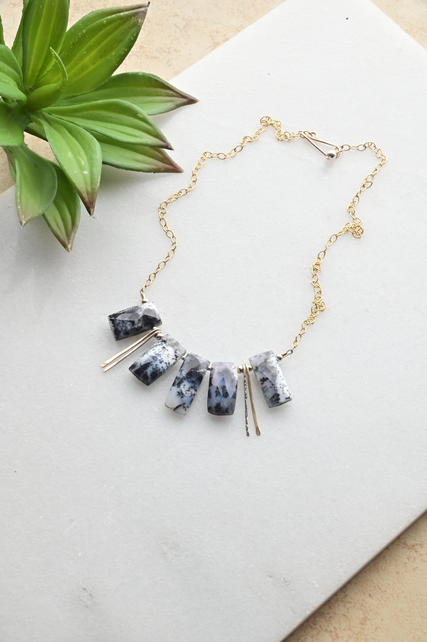Sticks & Stones: Dendrite Opal + Mixed Metals Necklace