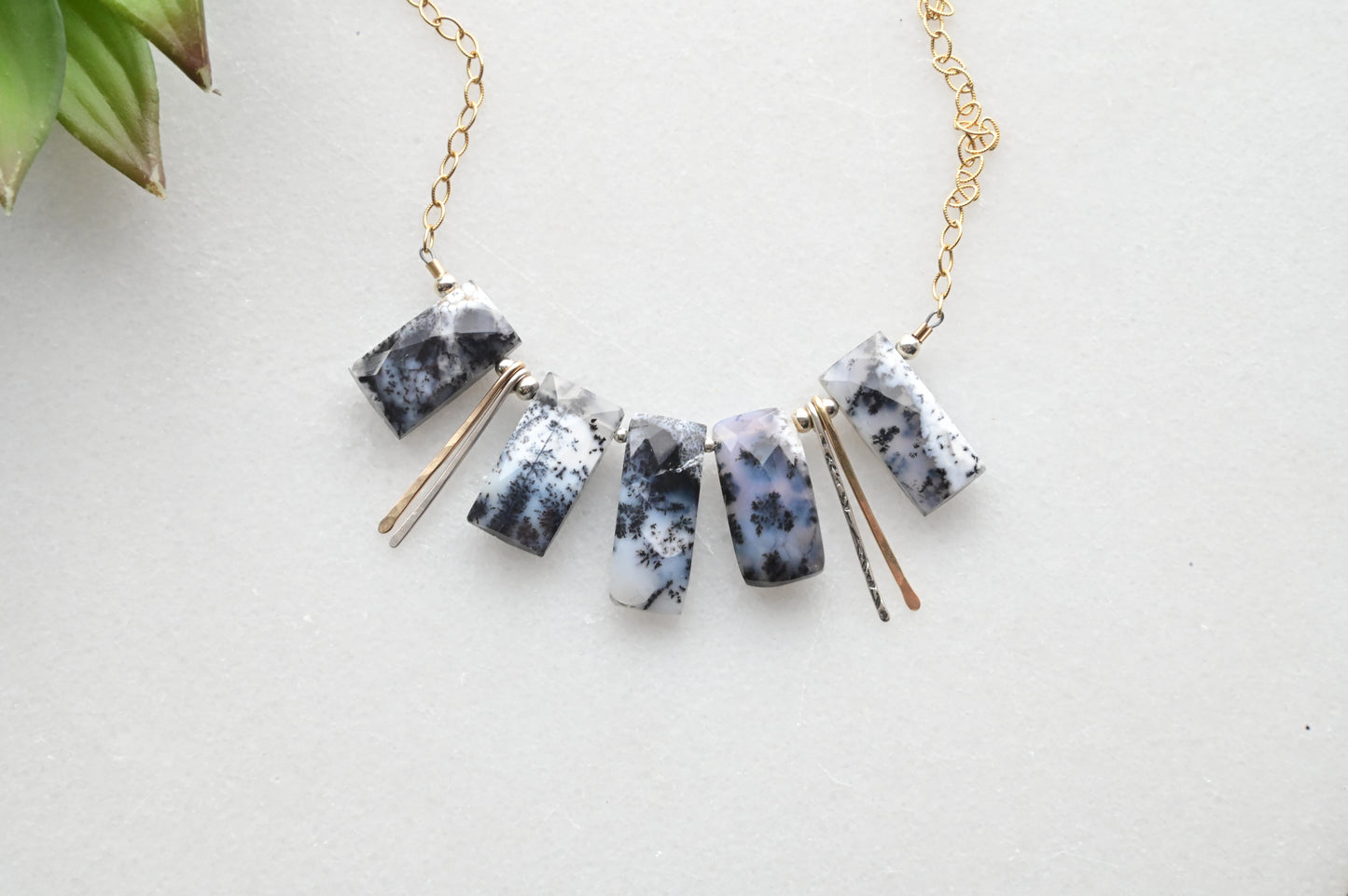 Sticks & Stones: Dendrite Opal + Mixed Metals Necklace