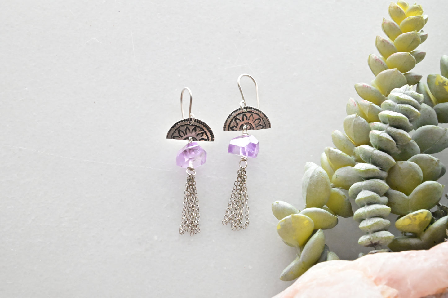 Silver Elements: Amethyst Earrings